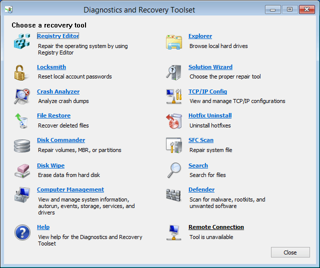 MSDART The Microsoft Diagnostic and Recovery Toolkit