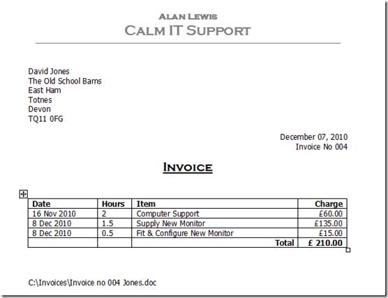 Sequentially Numbered Invoice Template For Ms Word