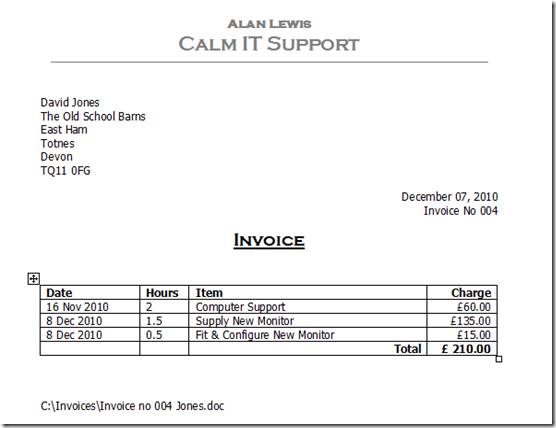 word blank invoice template free